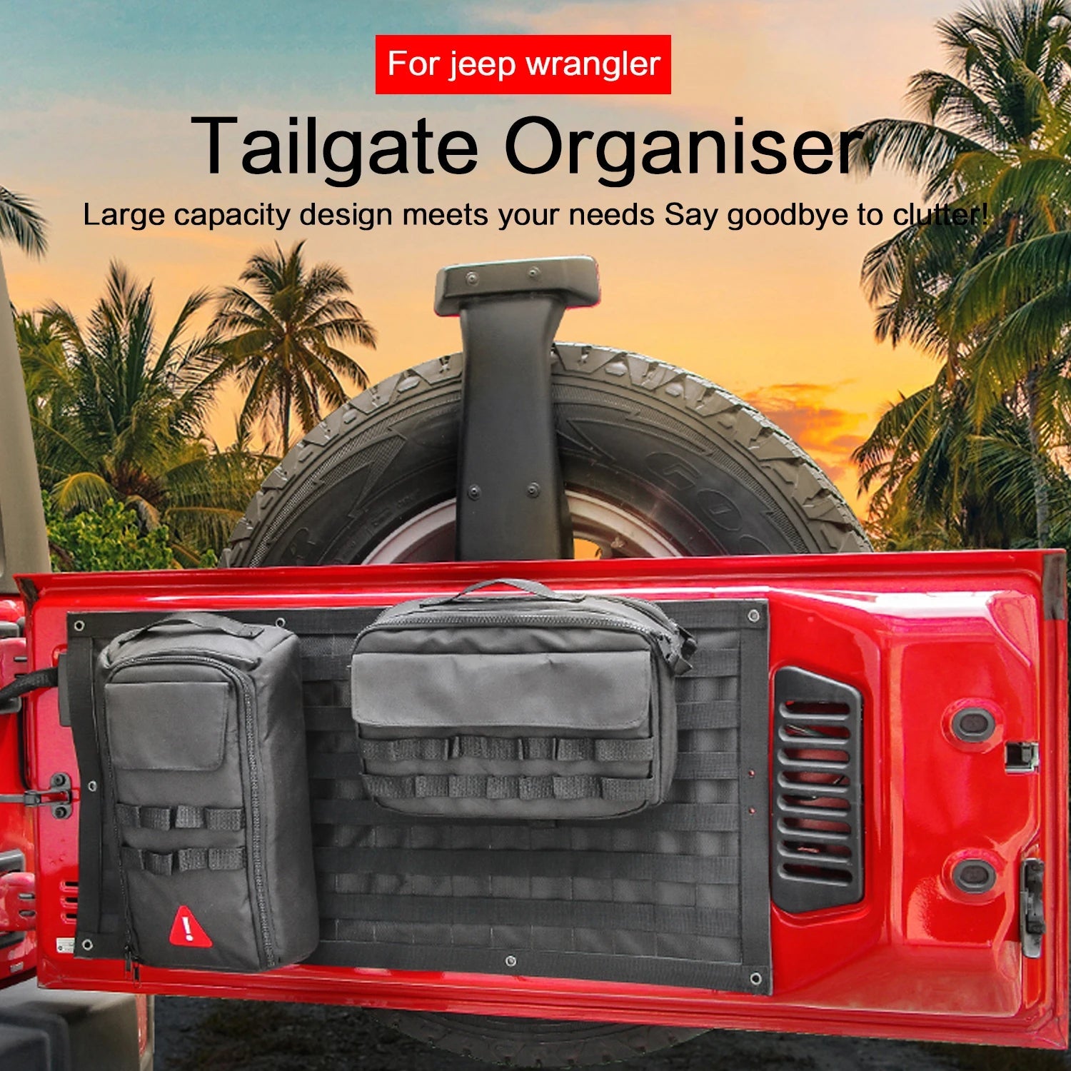 Tail Door Storage Bags Tool Kit Organizer Camping Mat for Jeep Wrangler JK/JL