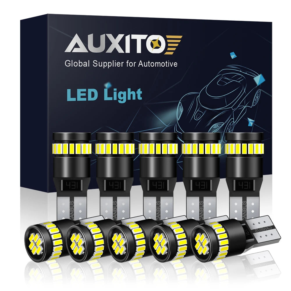10Pcs W5W T10 LED Bulbs Canbus No Error Car Interior Light 194 501 192 158 2825 License Plate Lamp Dome Read DRL Bulb 12V