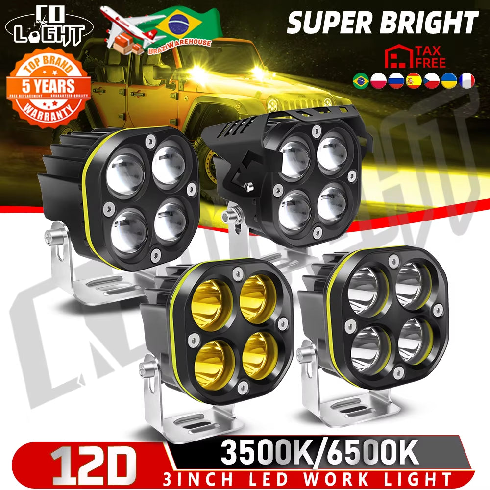 3Inch Led Work Spotlights 24V 12V Headlights for Motorcycles Flood Led Bar Fog Light DRL for Car Truck 4X4 off Road ATV