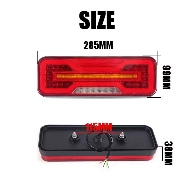 Universal LED Combination Tail Light 12V 24V Brake Lamp Red DRL Amber Turn Signal Light White Reverse Light for Trailer Truck RV