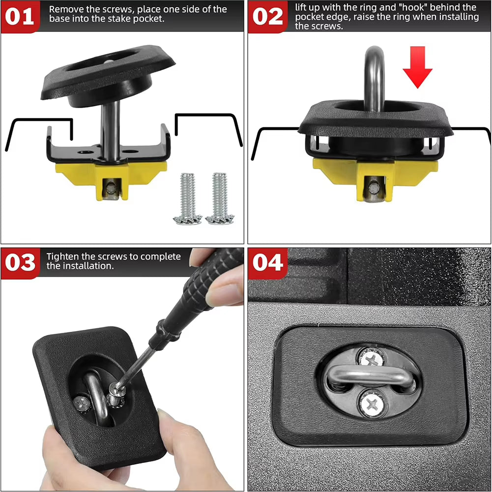 2Pcs Car Truck Bed Retractable Tie down Anchors for Ford F150 F250 F350 for Chevrolet for GMC for Dodge RAM 1500 2500 3500