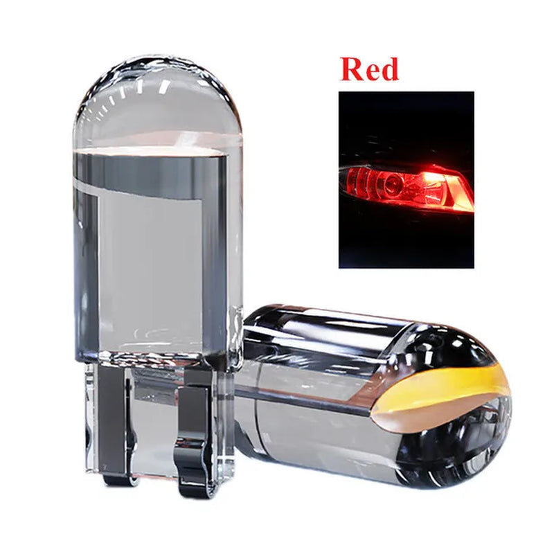 2PCS W5W Led T10 Car Light COB Glass 6000K White Auto Automobiles License Plate Lamp Led Dome Read DRL Bulb Style 12V
