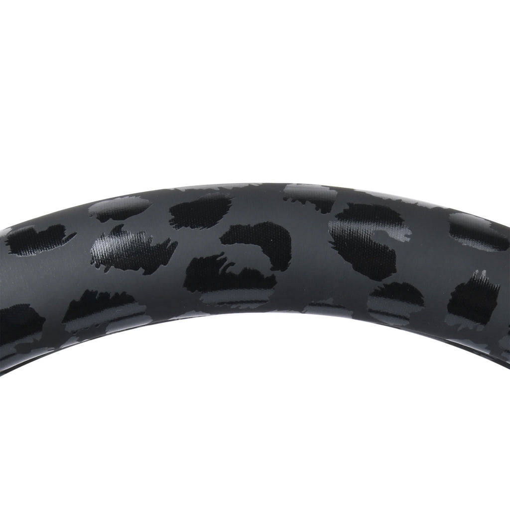 Black Leopard Faux Leather Steering Wheel Cover, Universal Fit for Sedans, Suvs, Set of 1