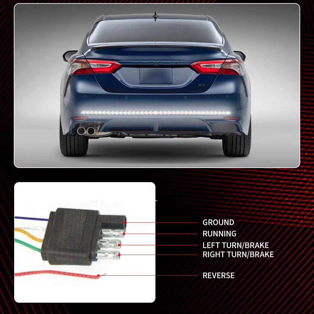 60 Inch Truck Tailgate Light 432 LED Tail Lamp Strip Reverse Backup Brake Warning Dynamic Turn Signal 3 Colors Car Accessories
