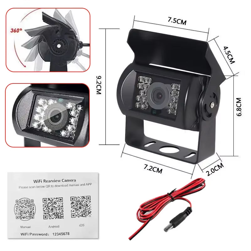 Wireless Wifi Car Backup Camera HD Night Vision Waterproof Reverse Camera for Ios Android Truck RV Trailer