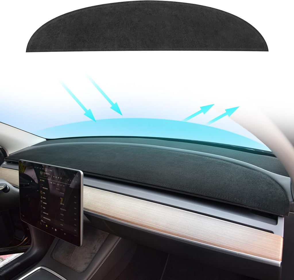 Dashboard Cover for Tesla Model 3/Y, Flannel Dashboard Pad Dash Mat Compatible with Tesla Model Y Model 3 2017-2021 2022 2023 Dashboard Decorative Interior Auto Accessories