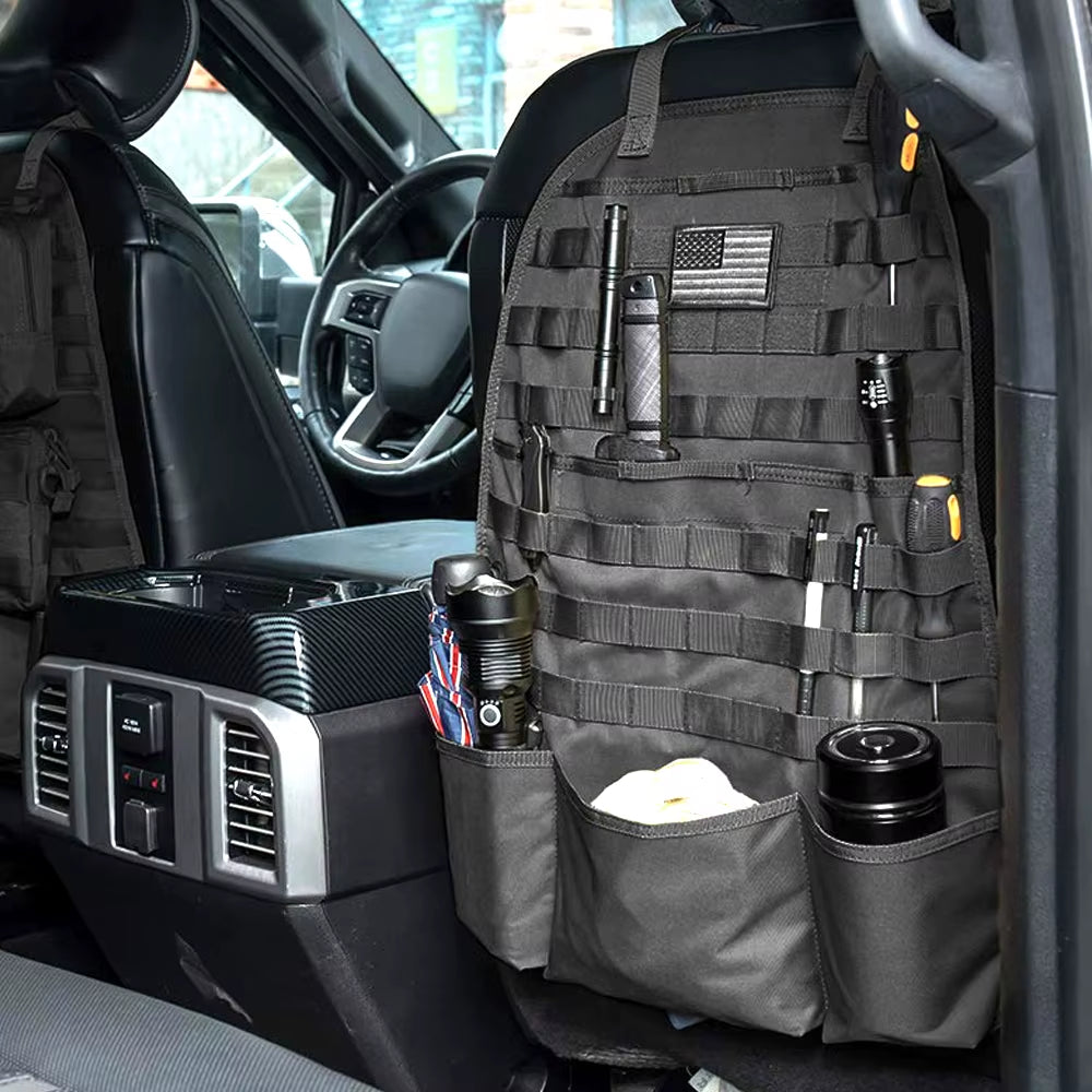 Car Seat Back Organizer Universal Molle Seat Back Organizer Tactical Molle Vehicle Panel Car Seat Cover Protector Storage Pouch