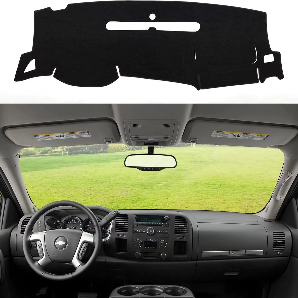Dashboard Dash Cover Mat for Chevy Chevrolet Silverado 2007-2013 Polyester Custom Fit Silverado Dash Cover with Two Glove Boxes