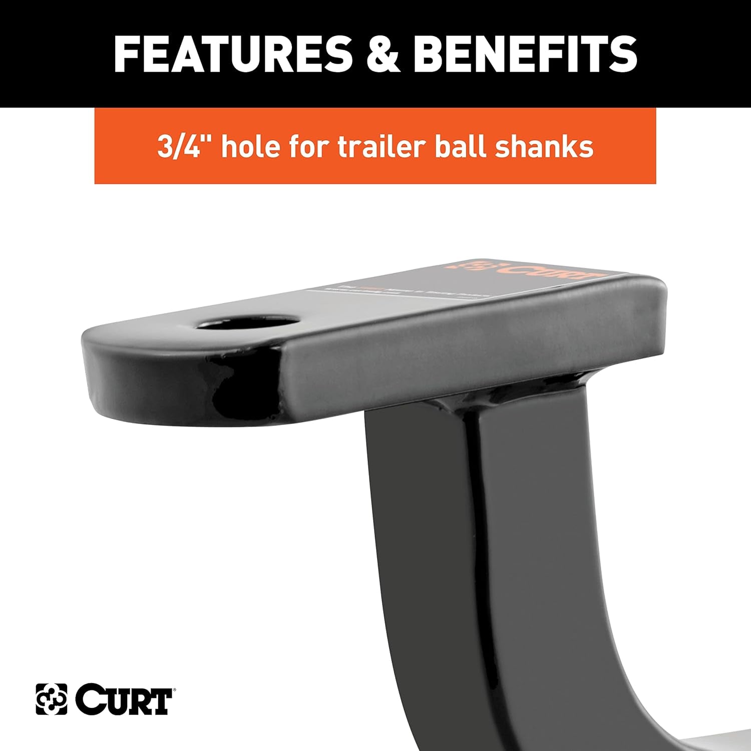 45014 Class 2 Trailer Hitch Ball Mount, Fits 1-1/4-Inch Receiver, 3,500 Lbs, 3/4-Inch Hole, 5-Inch Rise