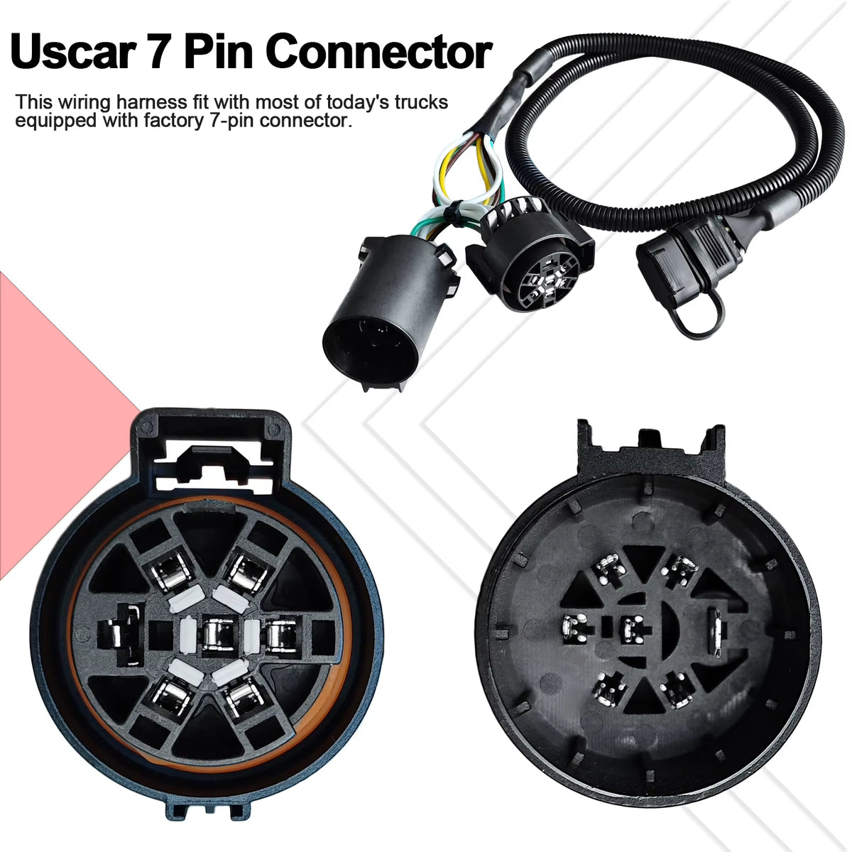 7 Pin to 4 Pin Trailer Wiring Harness Standard 7 Way Plug Socket for Tailgate Light Bar Adapter 41 Inches Wire Factory Tow