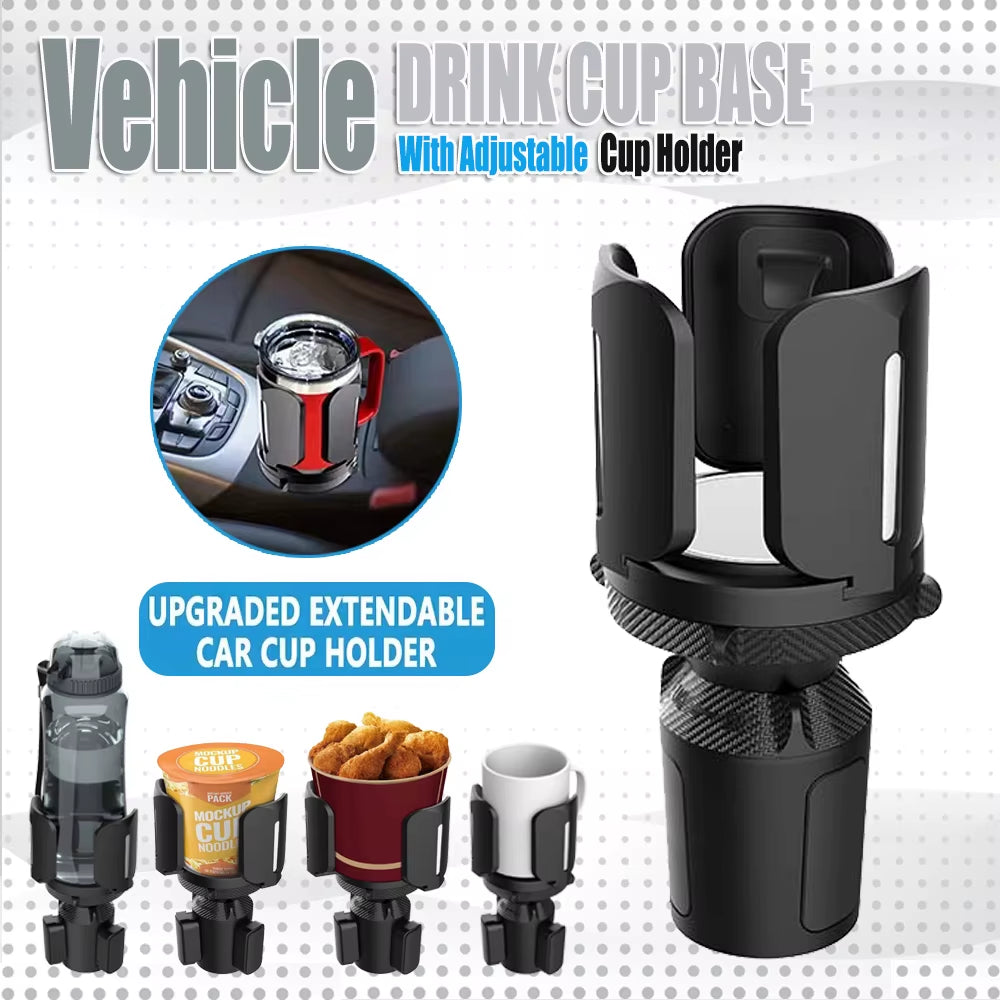 Vehicle Multifunctional Drink Cup Base with Adjustable Cup Holder Upgraded Extendable Car Cup Holder
