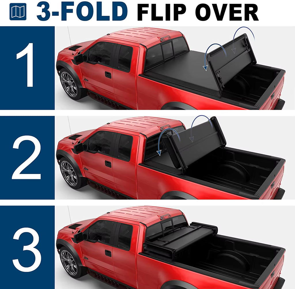 Easy to Install Soft Tri-Fold 5.8FT Bed Tonneau Cover for 2014-2018 Chevy Silverado GMC Sierra 1500