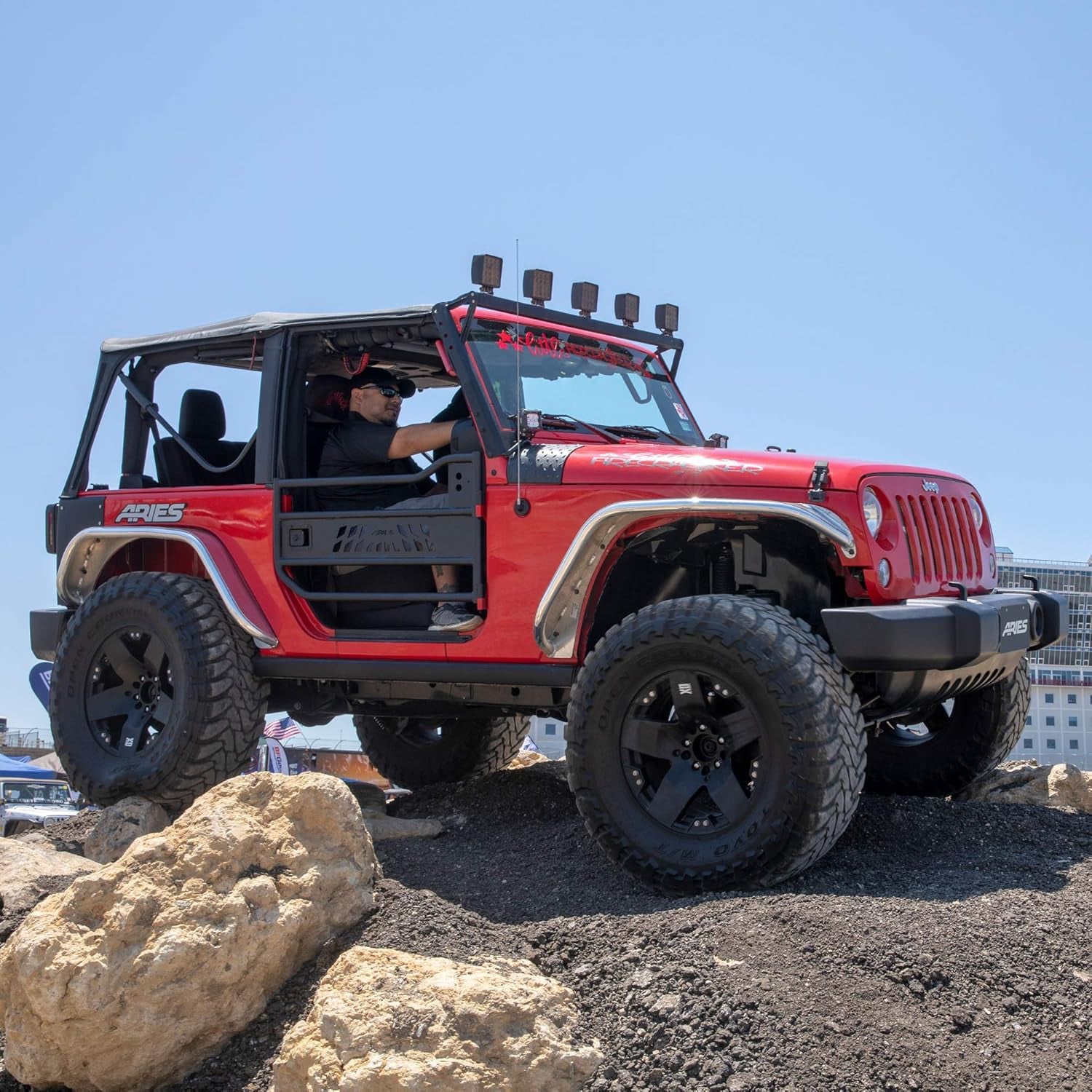 AR15009 Black Aluminum Front Jeep Wrangler JK Tube Half Doors