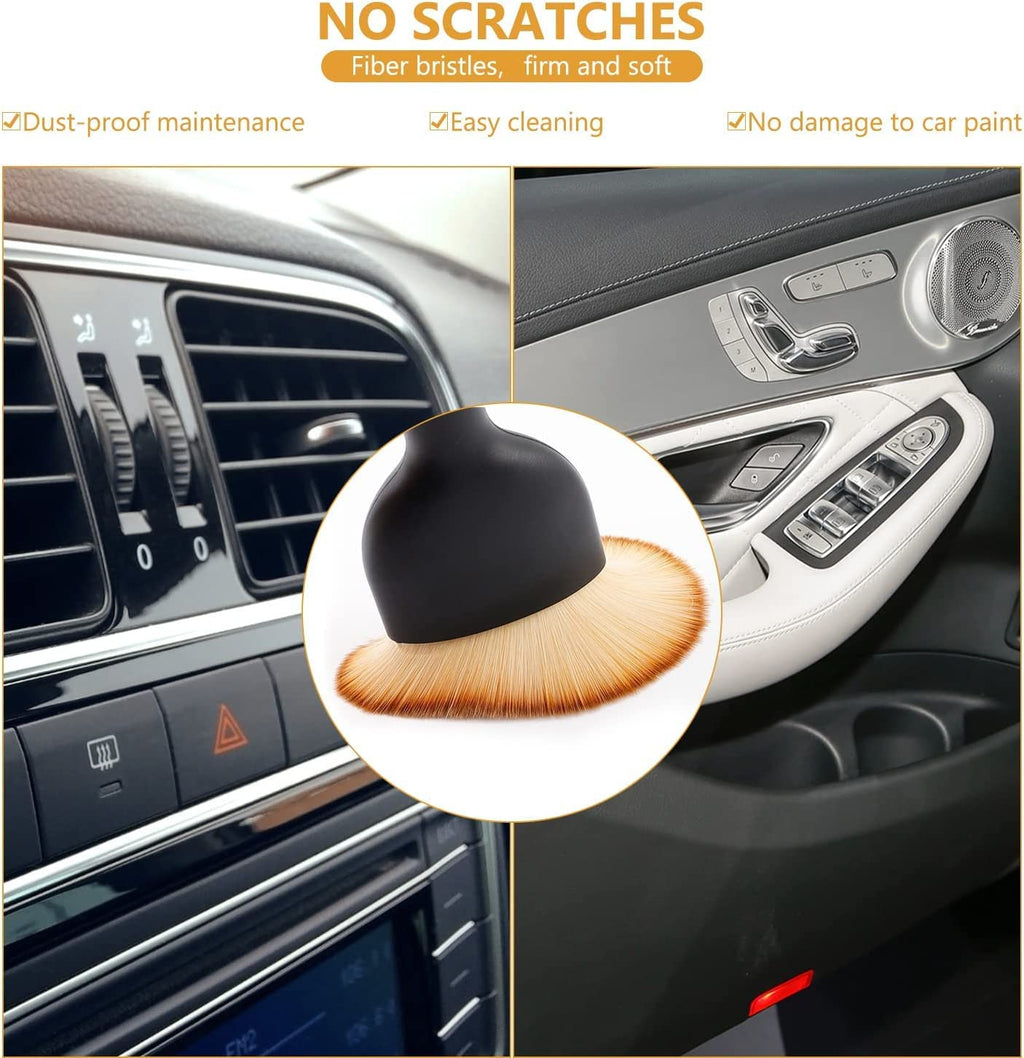 Zabernim Car Brush, Zabernim Car Interior Cleaning Tool, Car Cleaning Brush Dust Collectors, Curved Design Dirt Dust Clean Brushes, Engine Compartment and Dashboard(2 PCS) 01
