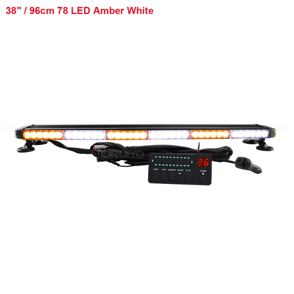 37" 43" 49" Amber White Emergency Warning LED Strobe Light Bar Roof Law Enforcement Flashing Lamp for Tow Truck 26 Modes