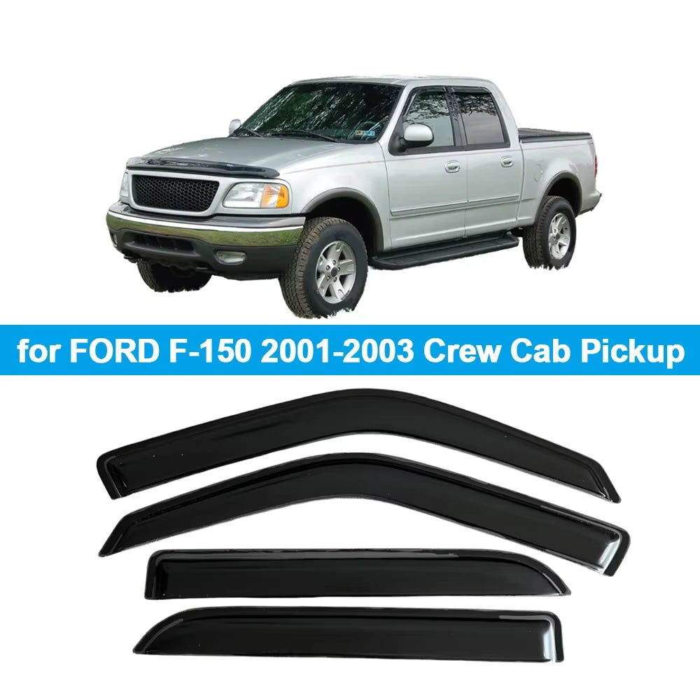 Window Visor for FORD F-150 2001 2002 2003 Crew Cab Pickup Wind Deflectors Rain Guards Door Visor Vent Shades Ventvisor Rain