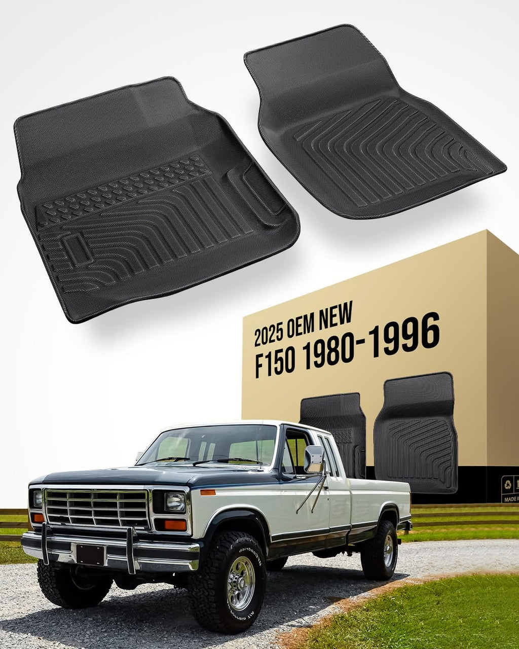 All Weather Floor Mats for Ford F-150 F150/Bronco 2Door Accessories 1980-1996...