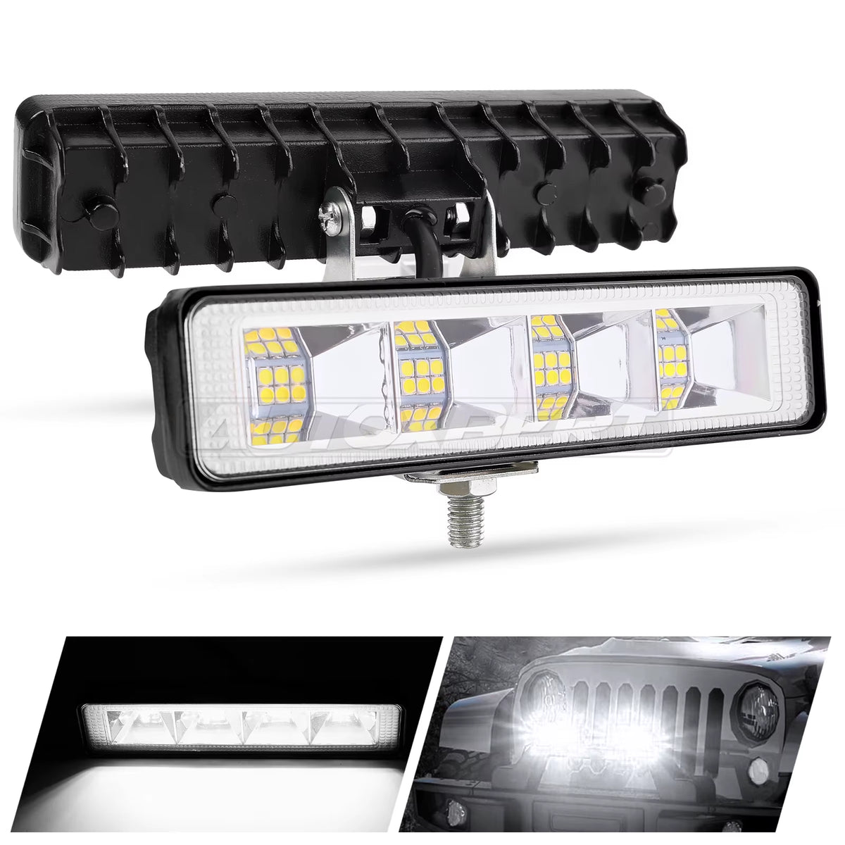 6 Inch LED Light Bar Driving Running Light 72W Work Lamp Fog Light White/ Amber for Motorcycle 4X4 ATV SUV Truck Tractor 12V 24V