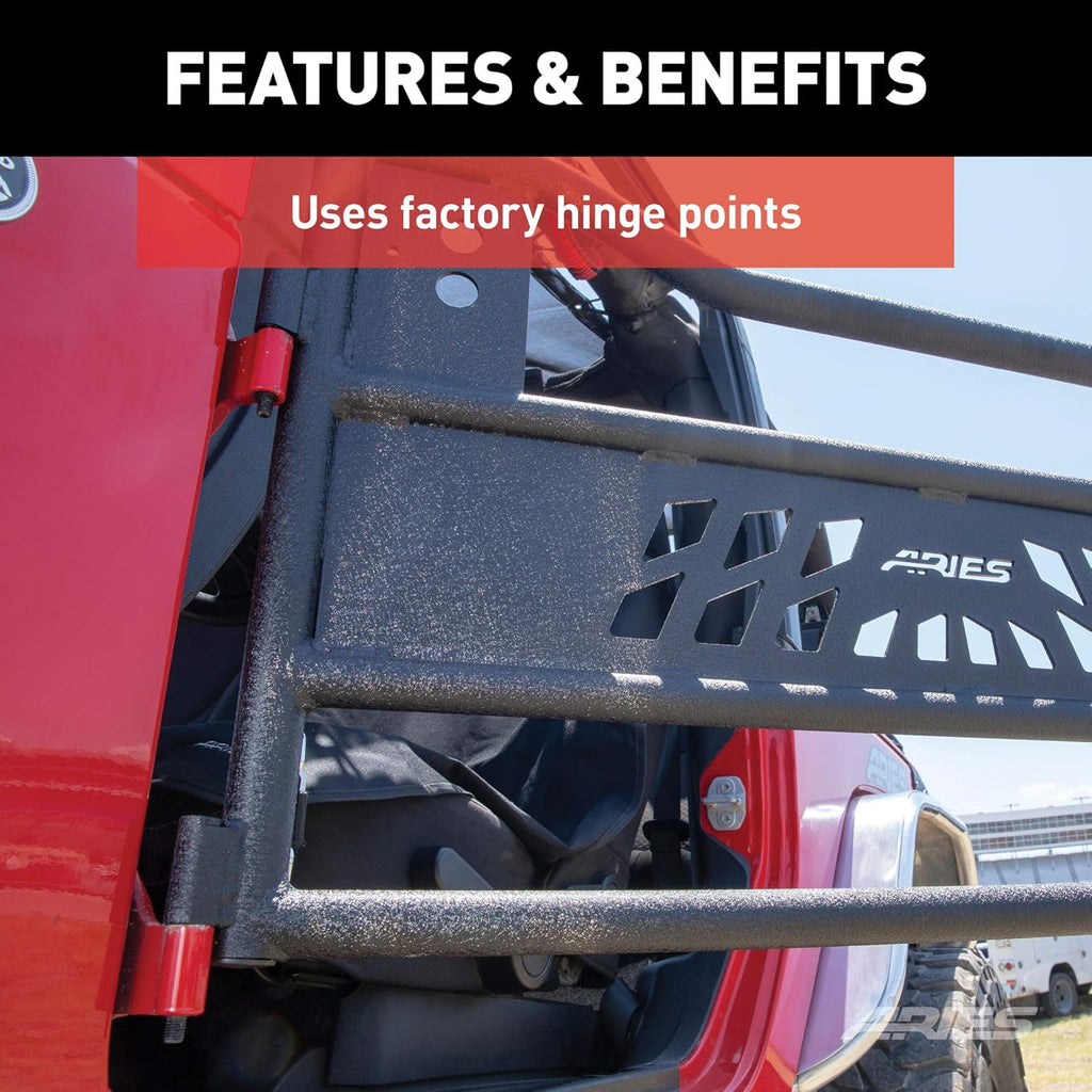 AR15009 Black Aluminum Front Jeep Wrangler JK Tube Half Doors