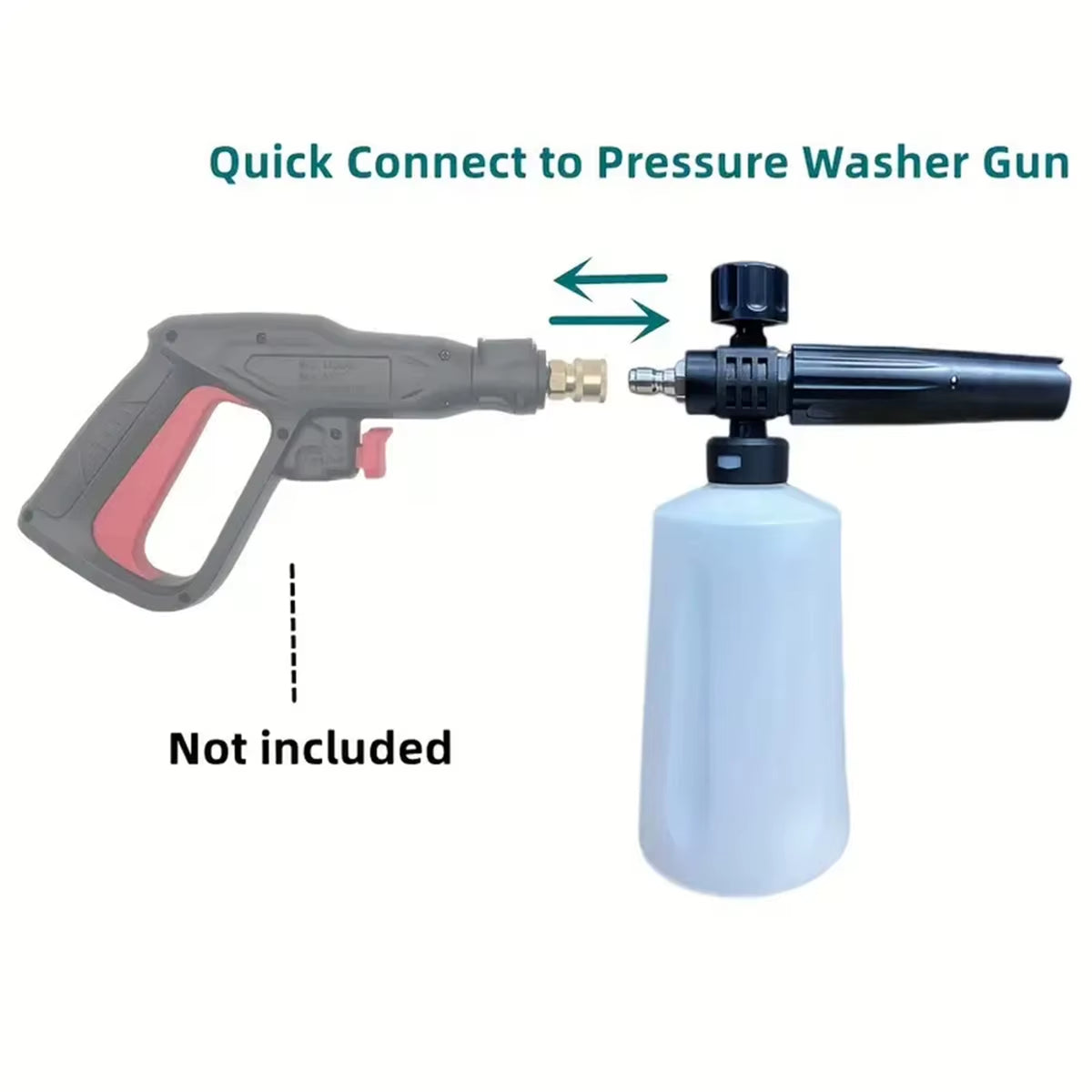 700Ml Plastic Snow Foam Cannon with 1/4 Inch Quick Connect for High Pressure Washer Sprayer Gun, Car Wash Soap Attachment Kit