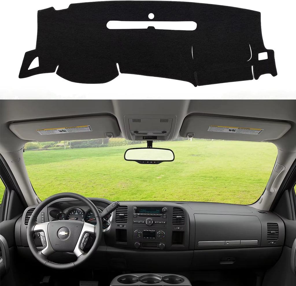 Dashboard Dash Cover Mat for Chevy Chevrolet Silverado 2007-2013 Polyester Custom Fit Silverado Dash Cover with Two Glove Boxes