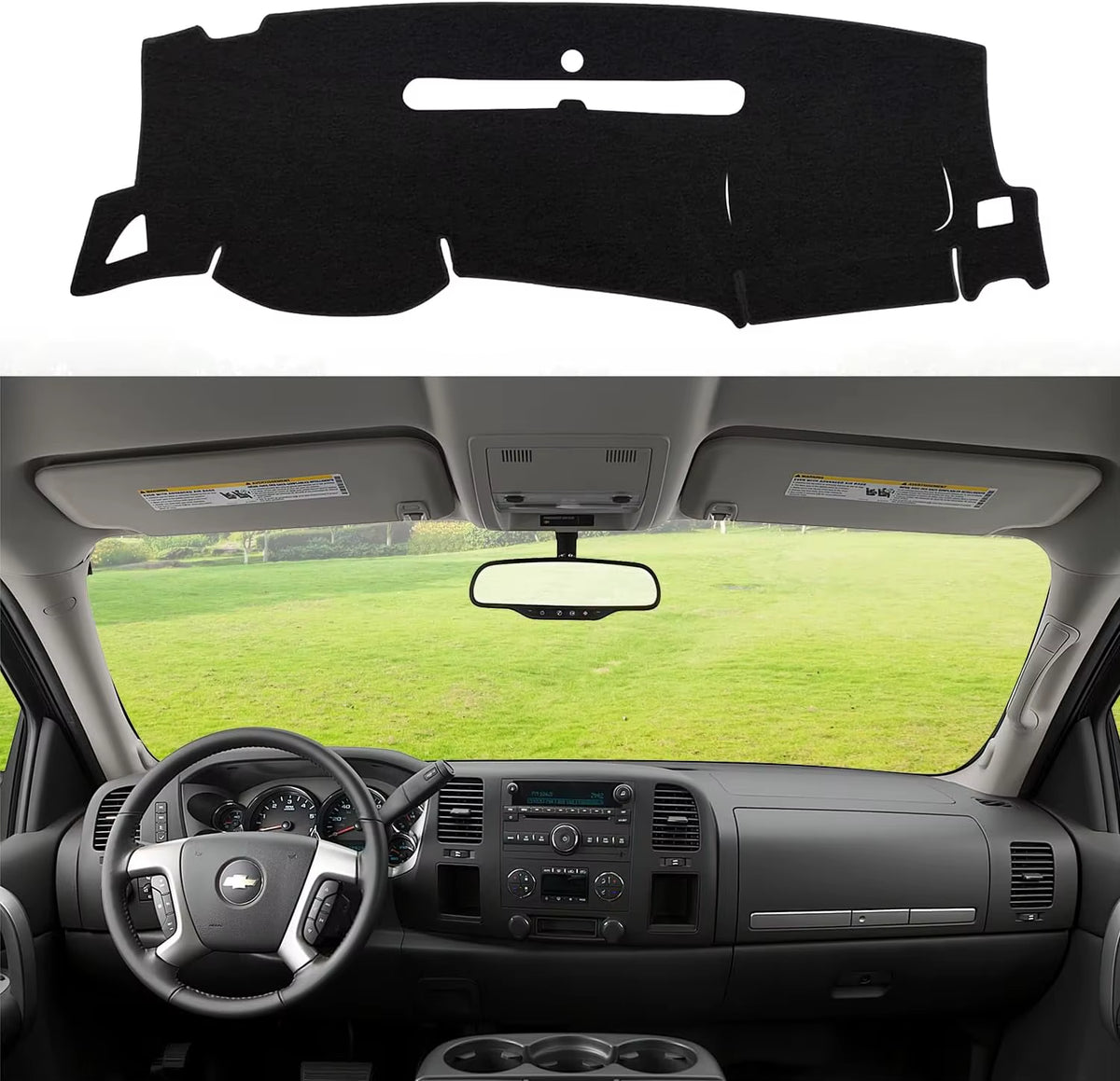 Dashboard Dash Cover Mat for Chevy Chevrolet Silverado 2007-2013 Polyester Custom Fit Silverado Dash Cover with Two Glove Boxes