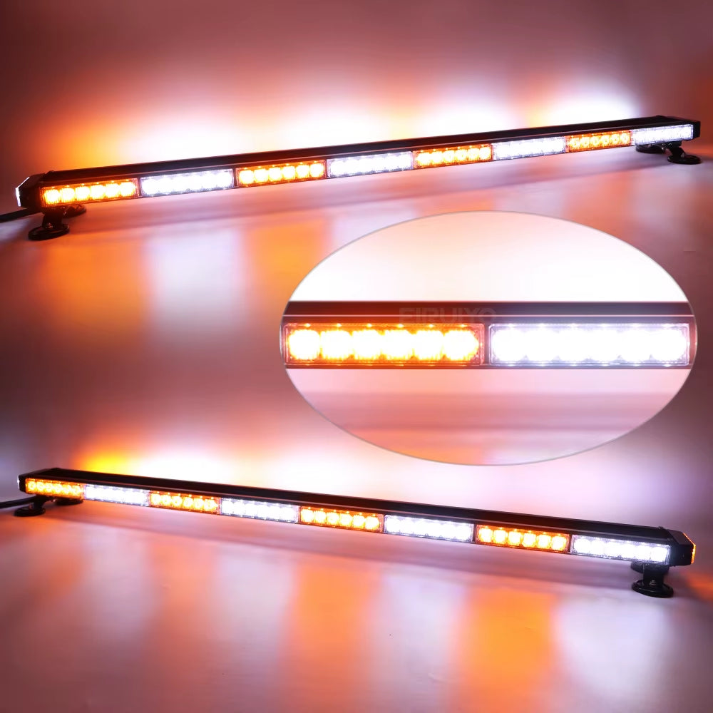 37" 43" 49" Amber White Emergency Warning LED Strobe Light Bar Roof Law Enforcement Flashing Lamp for Tow Truck 26 Modes