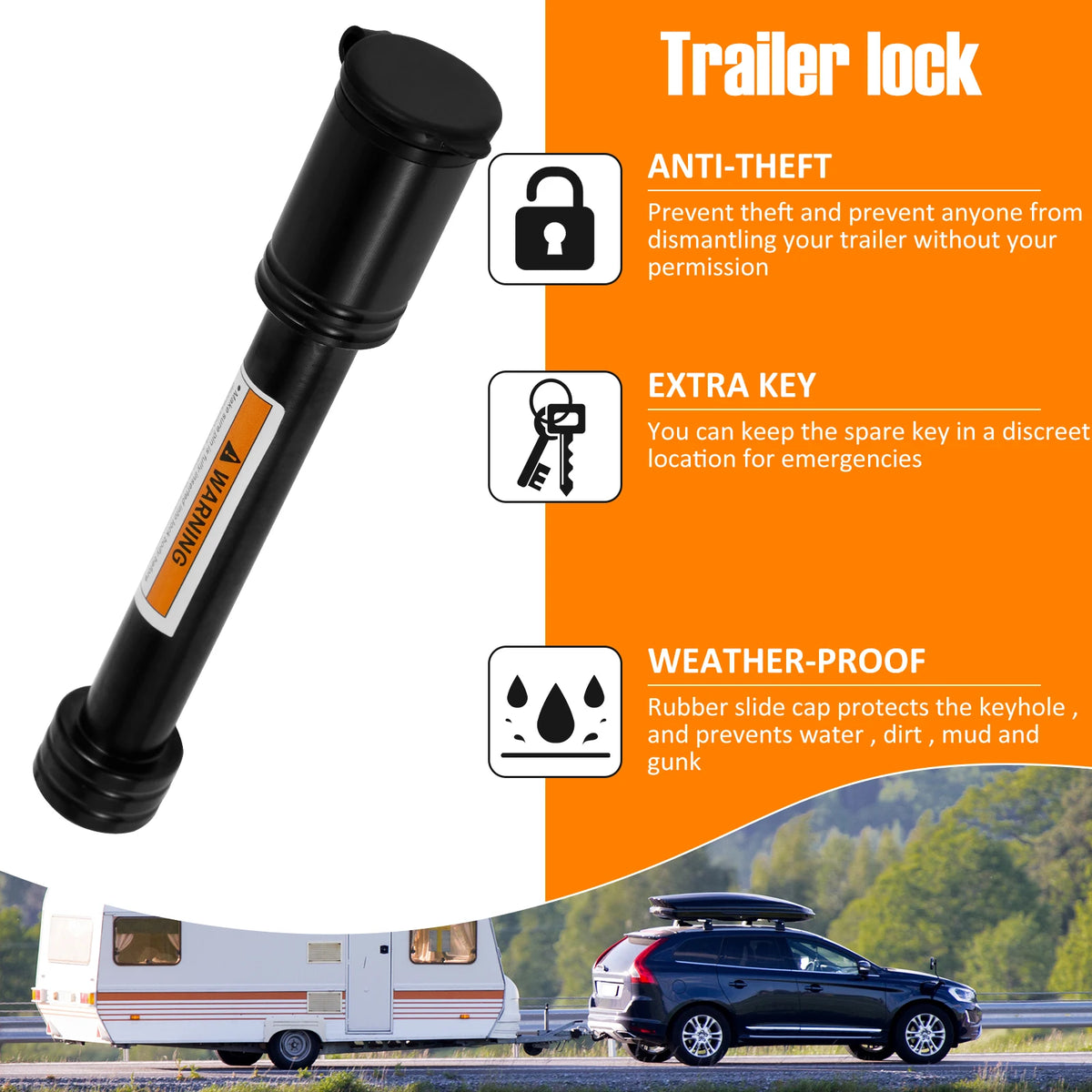 Trailer Hitch Lock 5/8In Carbon Steel Towing Hitch Receiver Lock Anti-Theft Waterproof Hitch Receiver Pin Lock for RV Truck Keys