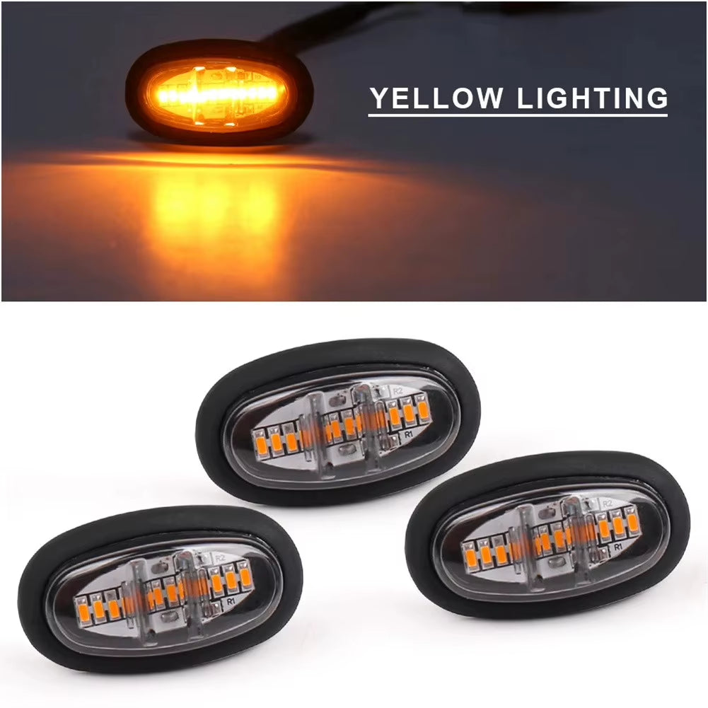 3Pcs Front Grille Light Raptor Style Smoked Lens Amber LED Light 12V 0.6A 6W for Ford F150 LED Grill Light