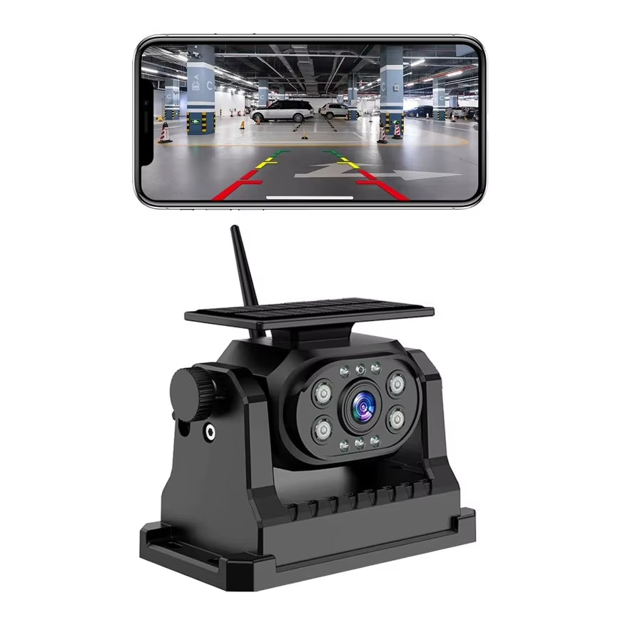 Solar Magnetic Wifi Wireless Backup Camera 1080P Night Vision 9600Mah Rear View Reverse Cam for Trailer RV Truck Car Ios Android