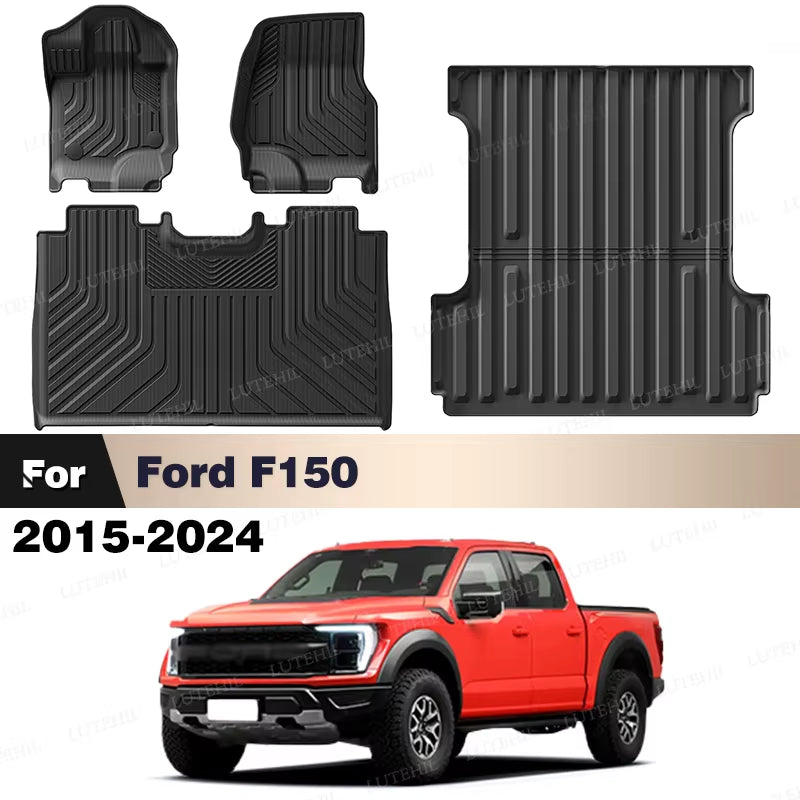 for Ford F150 2015-2024 2023 2022 2021 2020 19 All-Weather TPE Floor Mat Trunk Mat Carpet Cover Auto Interior Accessorie