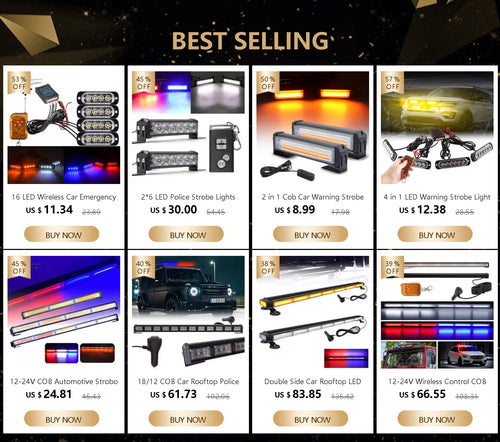 12-24V COB Amber White Roof Strobe Light Bar