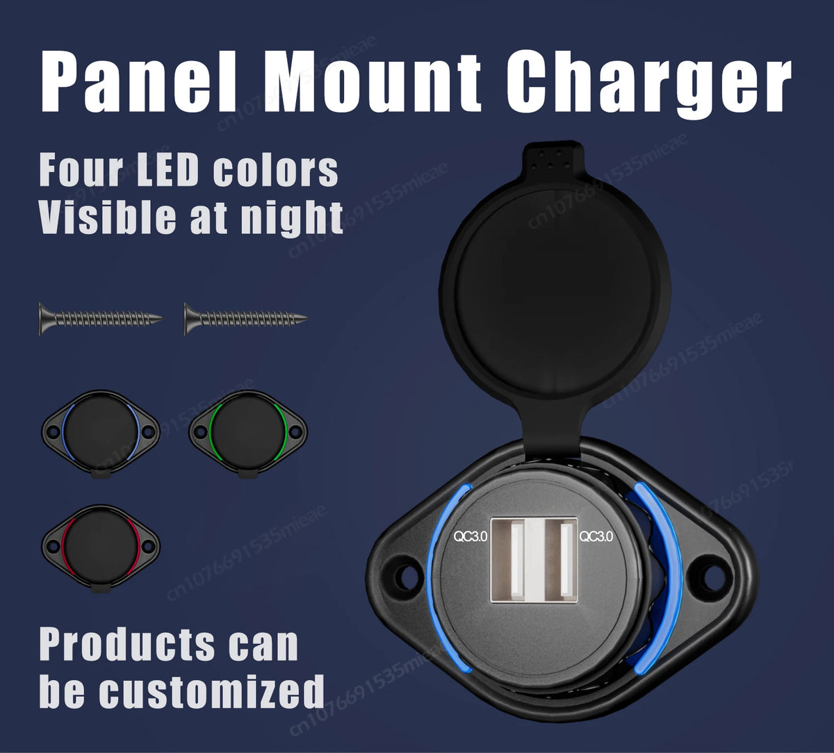 12V USB-C 30W and QC 3.0 Outlet Panel