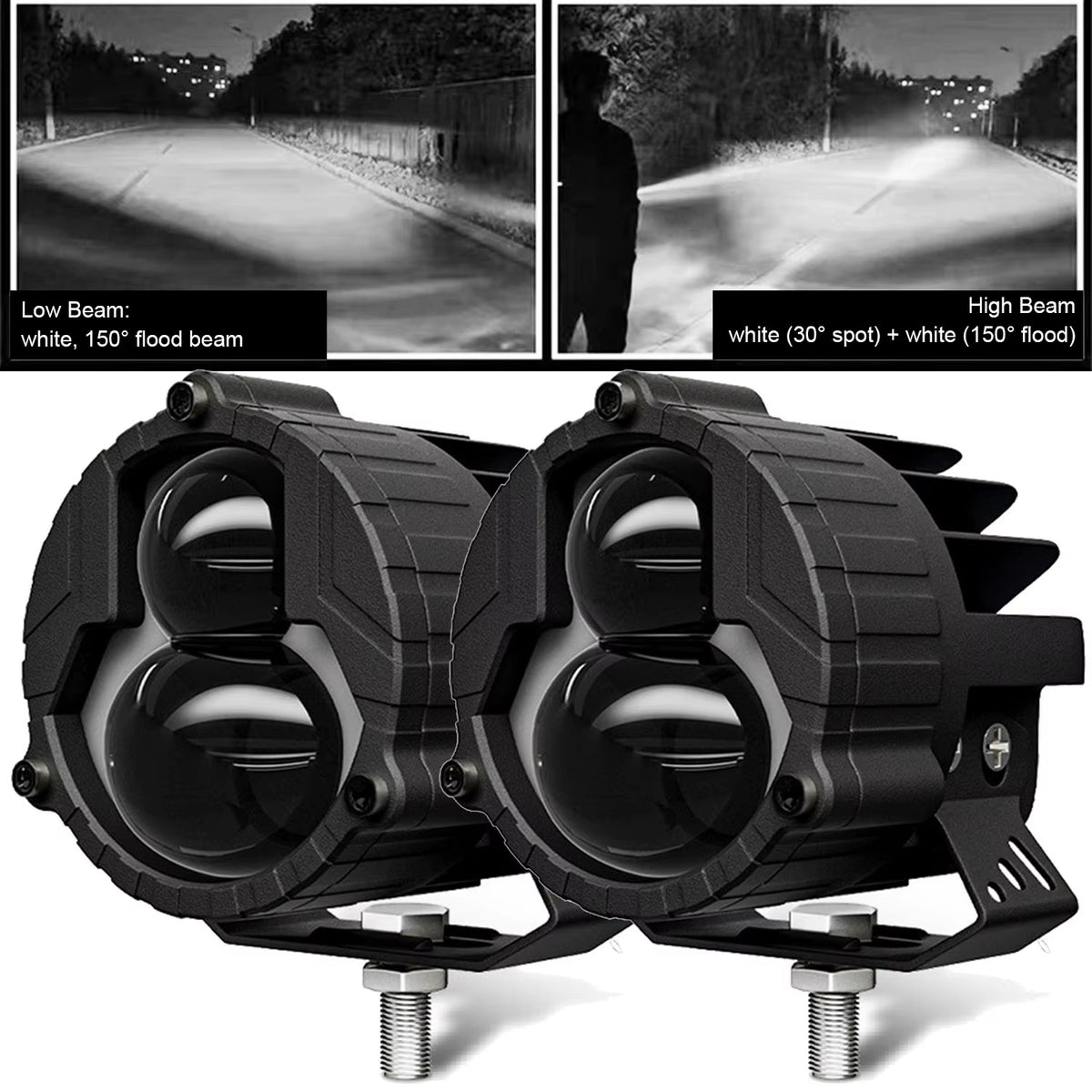 3" Inch LED Pods Light White Amber High Low Combo Beam Work Fog Driving Lights Bar for Car Motorcycle ATV SUV off Road 4X4 Truck