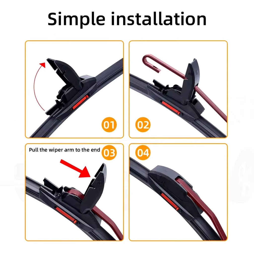 Automotive Dual Rubber Strip Wiper Universal J/U Hook 13"14"16"18"19"20"21"22"24"26"28"Automotive Windshield Wiper Blades