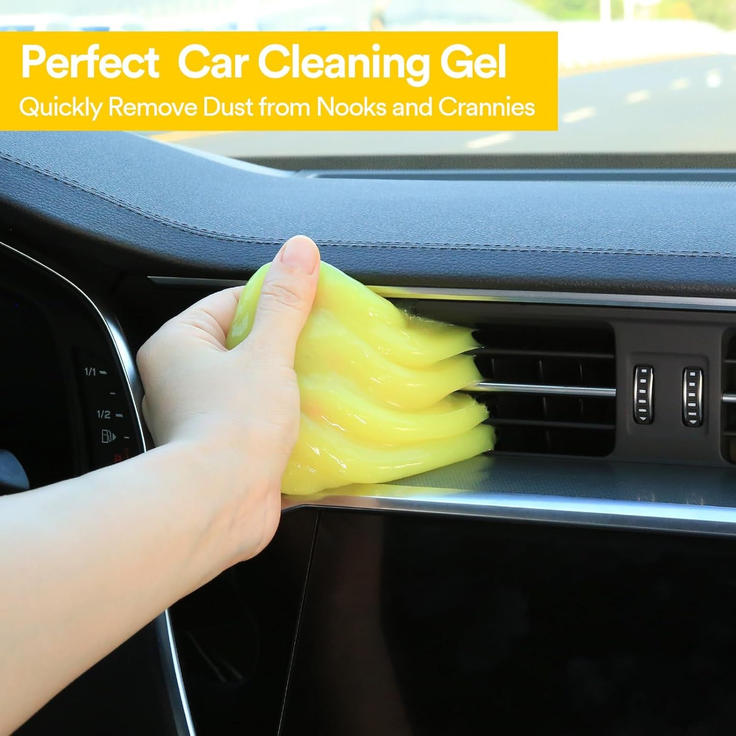 Car Cleaning Gel Detailing Kit Clean Putty Gel Reusable Auto Detail Tools Car Slime Cleaner Cleaning Supplies, Dust Remover Gifts for Men Women Yellow