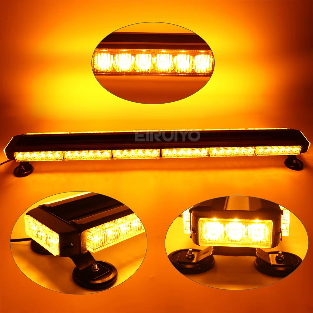 37" 43" 49" Amber White Emergency Warning LED Strobe Light Bar Roof Law Enforcement Flashing Lamp for Tow Truck 26 Modes