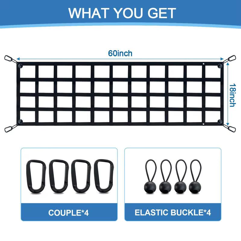 Pickup Truck Bed Tailgate Net UV Protection Net for Truck Cargo Tailgate Weatherproof Cargo Netting with Carabiner Hooks For