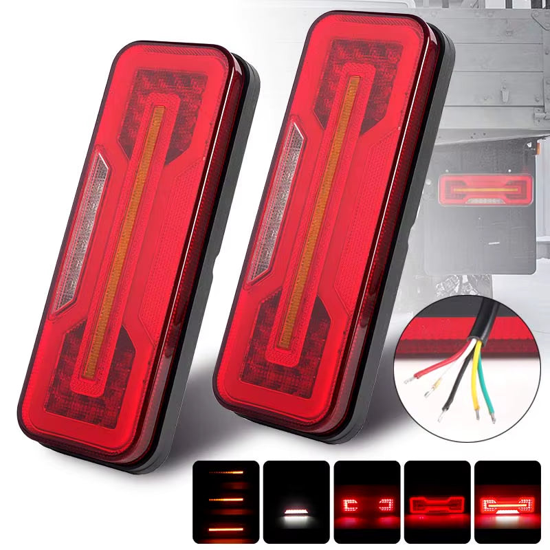 Universal LED Combination Tail Light 12V 24V Brake Lamp Red DRL Amber Turn Signal Light White Reverse Light for Trailer Truck RV