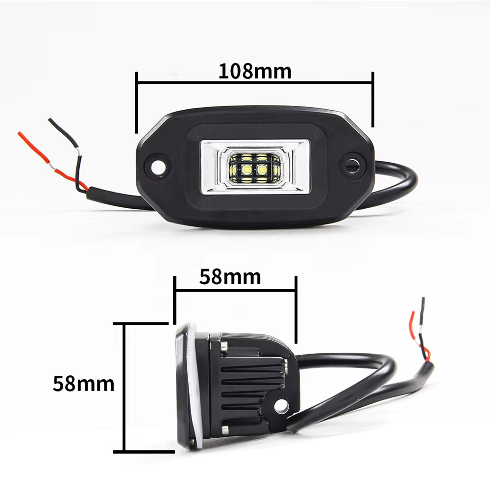 4 Inch Flush Mount LED Pods Lights 20W 4000LM Flood Lamp 4'' LED Light Bar Offroad Driving Fog Lights LED Work Lights 6000K