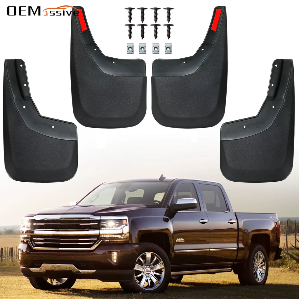 4Pc for Chevrolet Silverado 1500 2500 3500 HD 2014-2018 Front Rear Mud Flaps Splash Guards Mudguards Fender Cover 2015 2016 2017