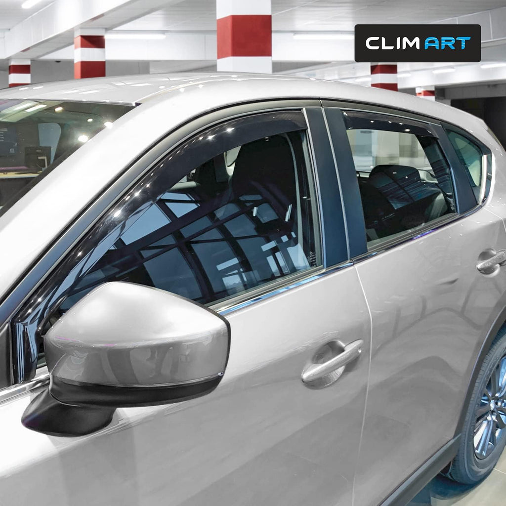 In-Channel Incredibly Durable Rain Guards for Mazda CX-5 2017-2025, Original Window Deflectors, Vent Deflector, Vent Window Visors, Dark Smoke Car Accessories, 4 Pcs. - 617269