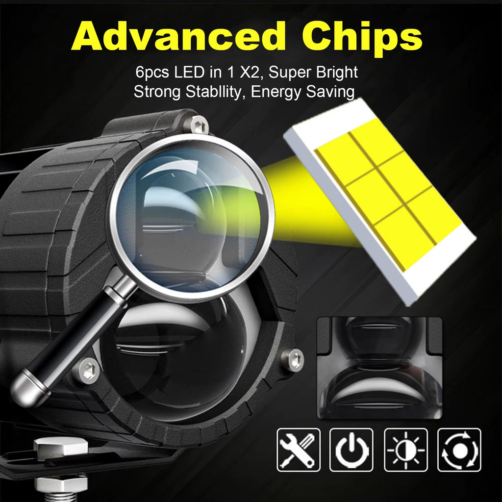3" Inch LED Pods Light White Amber High Low Combo Beam Work Fog Driving Lights Bar for Car Motorcycle ATV SUV off Road 4X4 Truck