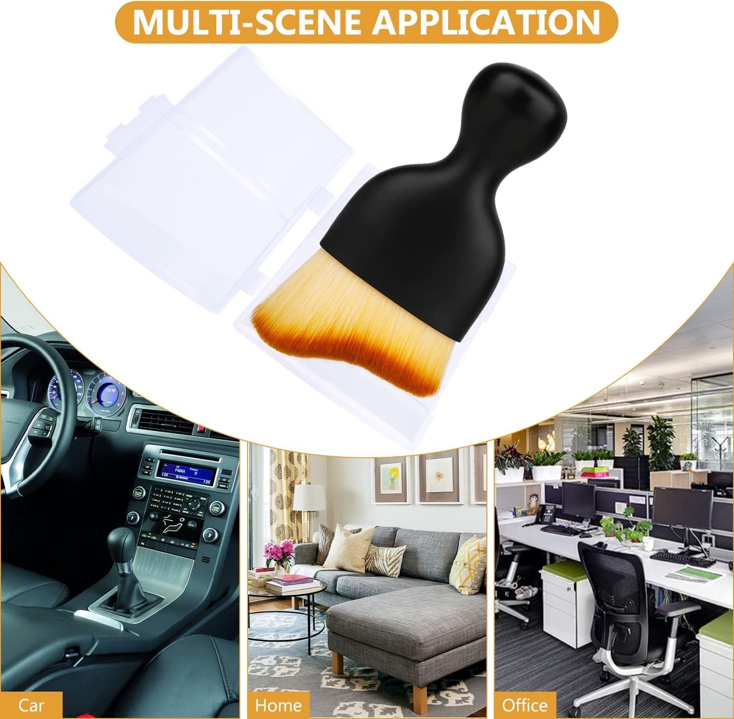 Zabernim Car Brush, Zabernim Car Interior Cleaning Tool, Car Cleaning Brush Dust Collectors, Curved Design Dirt Dust Clean Brushes, Engine Compartment and Dashboard(2 PCS) 01