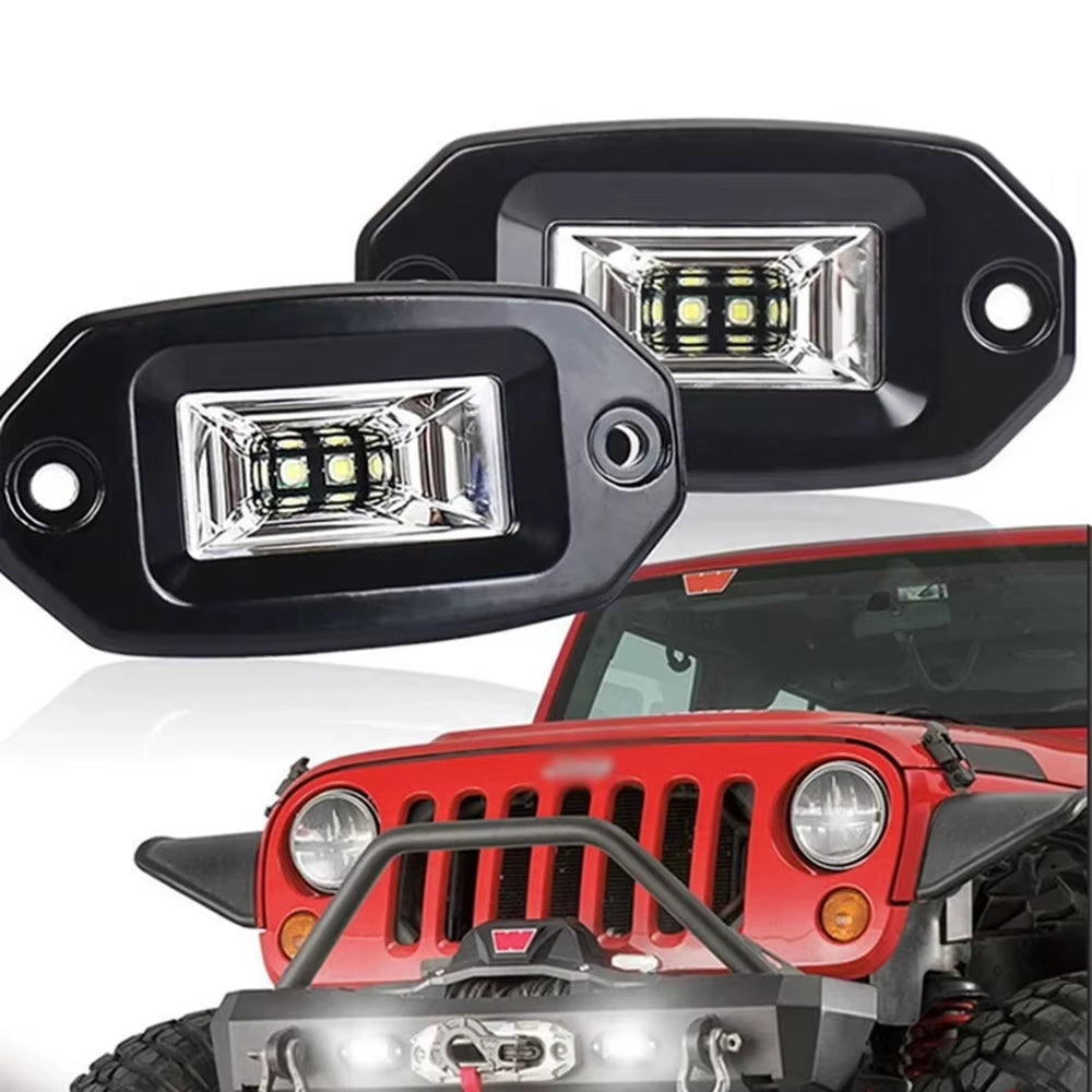 4 Inch Flush Mount LED Pods Lights 20W 4000LM Flood Lamp 4'' LED Light Bar Offroad Driving Fog Lights LED Work Lights 6000K
