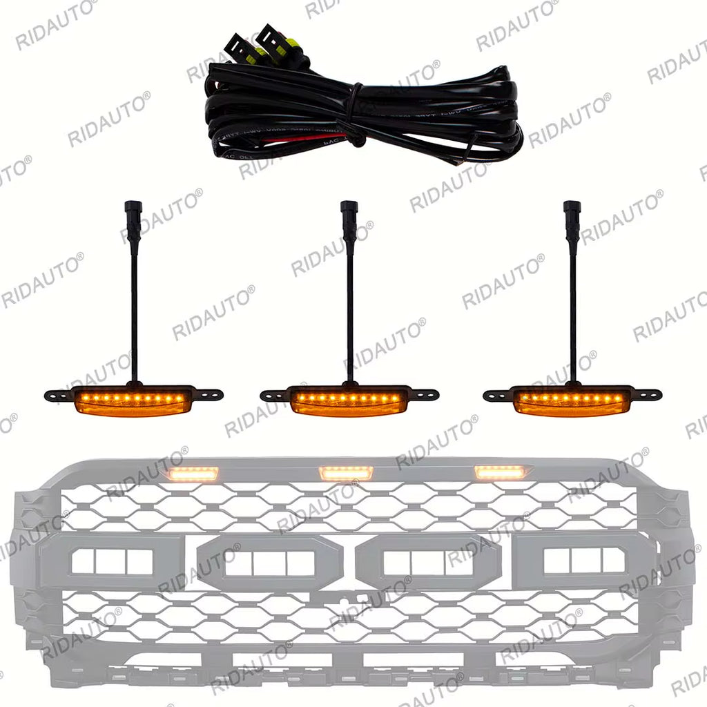 3PCS LED Lights Amber Yellow Lights DIY LED Lamp Raptor Modify Grille Lights Fit FORD F150 2021 2022 2023 Upgrades Raptor Grille