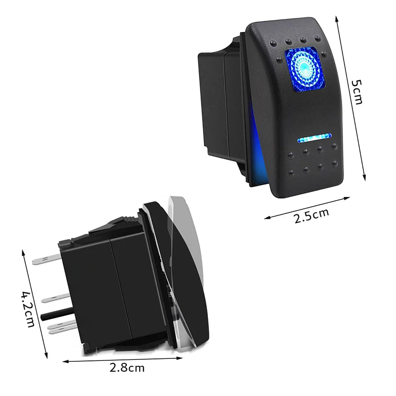 12V 24V Waterproof Marine Boat Rocker Switch Toggle 5 Pin SPST On-Off Switch 12V/20A 24V/10A with LED Light for Car Truck Marine