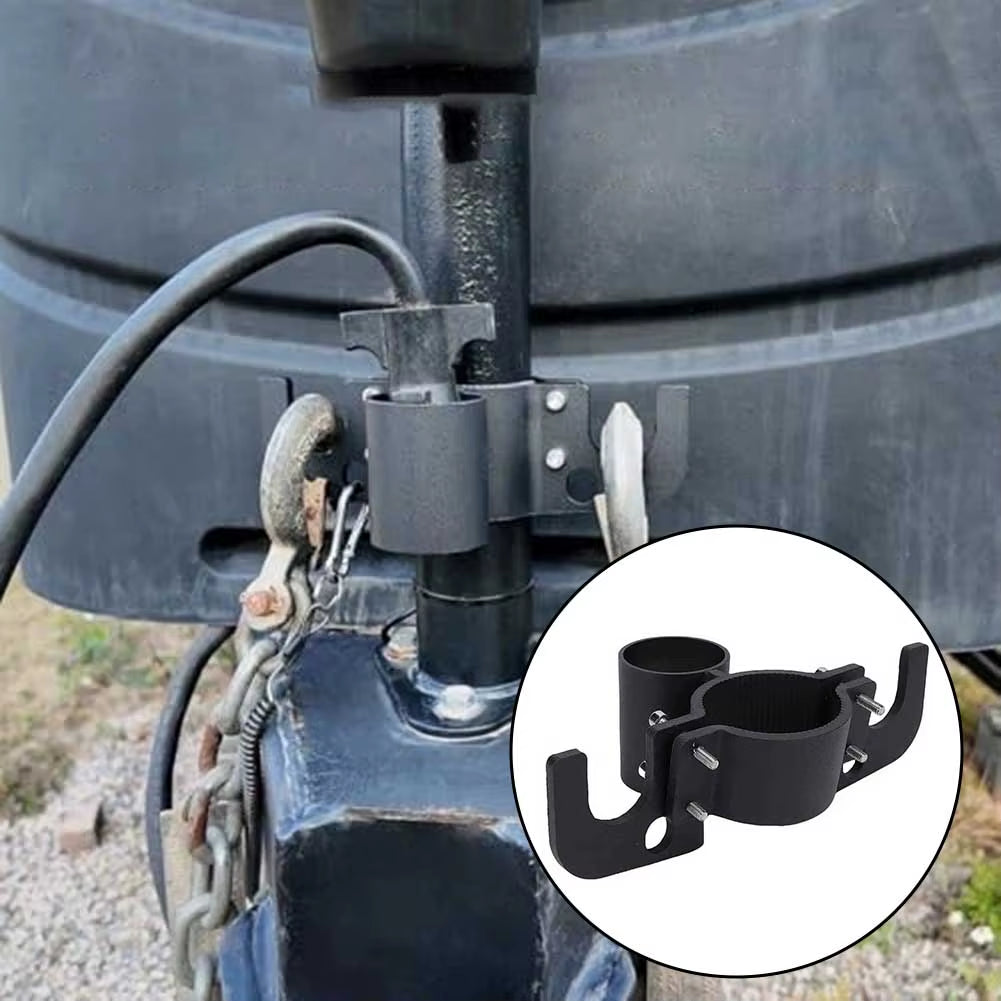 Aluminum RV Trailer Chain Organizer and 7-Pin 1Plug Bracket Anti-Rust Cable Wire Harness Holder for Tongue Shaped Jacks