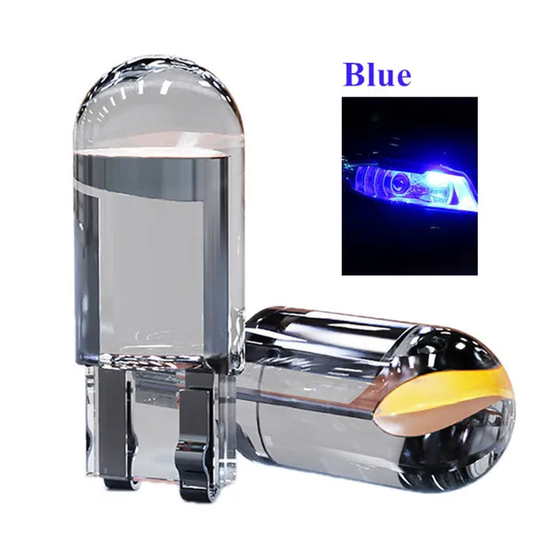 2PCS W5W Led T10 Car Light COB Glass 6000K White Auto Automobiles License Plate Lamp Led Dome Read DRL Bulb Style 12V