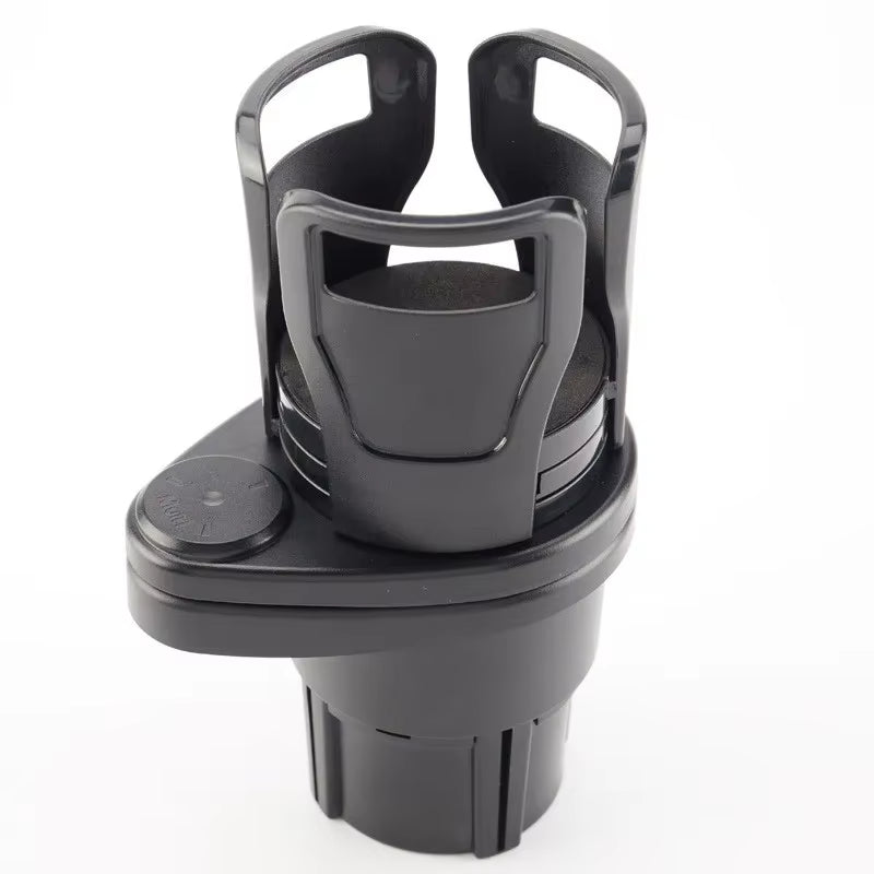 Car Cup Holder Expander Adapter, 2 in 1 Multifunctional 2 Cup Mount Extender Sturdy Cupholder with 360° Rotating Adjustable Base